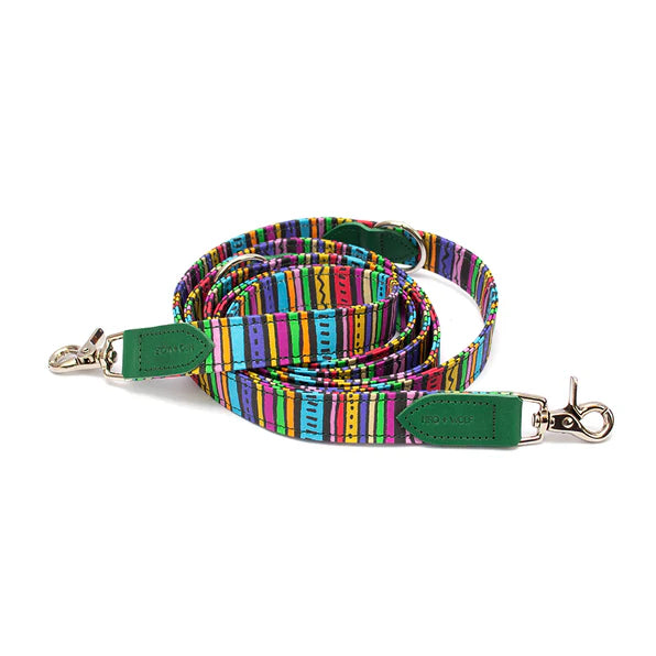 Hiro + Wolf Rainbow Stripe Café Dog Lead, Multi-Clip