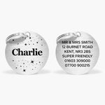 Silver Stainless Steel Personalised Dog Collar Tag with Custom Engraved Pet Name and Stars The Stately Hound