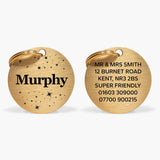 Gold-Tone Brass Personalised Dog Collar Tag with Custom Engraved Pet Name and Stars The Stately Hound