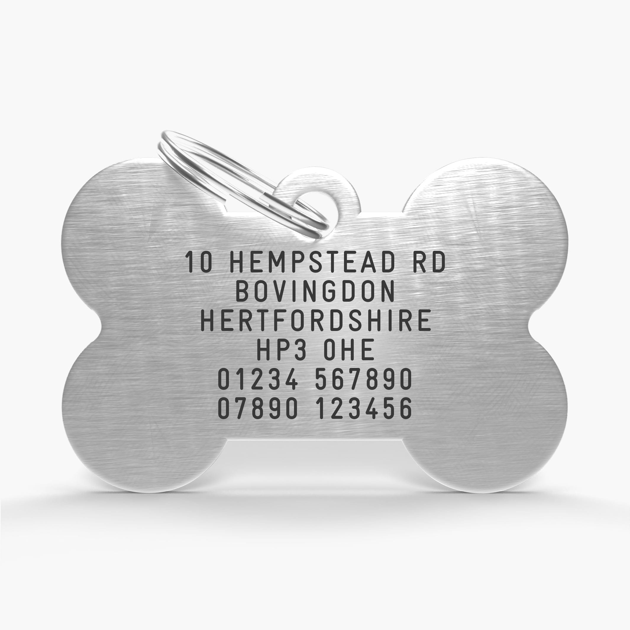 Silver Aluminium Pet Tag - Bone Shaped ID for Pets