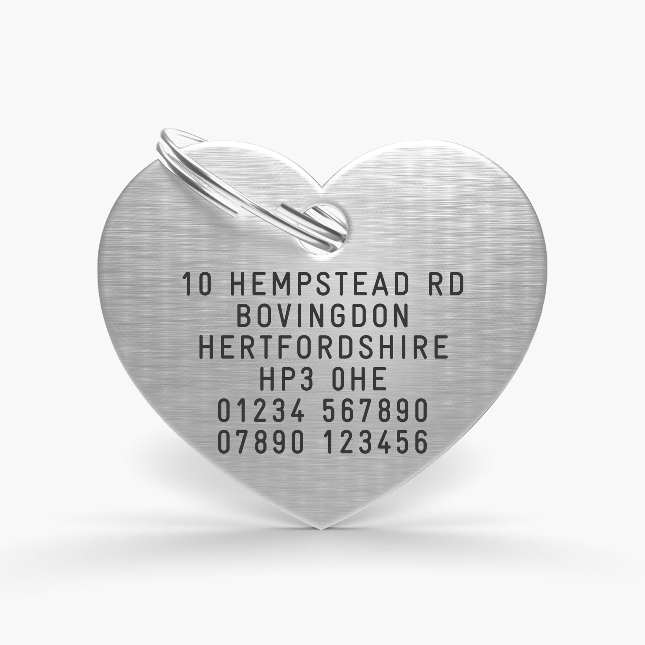 Silver Aluminium Pet Tag - Heart Shaped ID for Pets