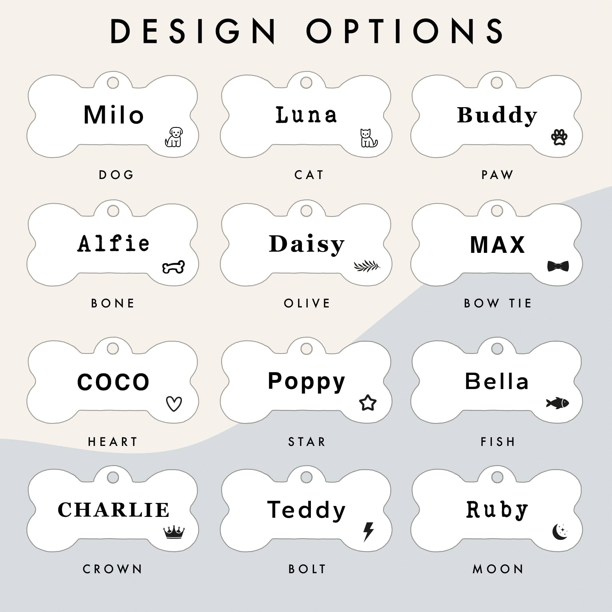 Silver Stainless Steel Bone Shaped Personalised Dog Name Tag