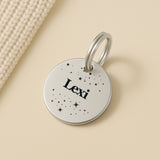 Silver Stainless Steel Personalised Dog Collar Tag with Custom Engraved Pet Name and Stars The Stately Hound