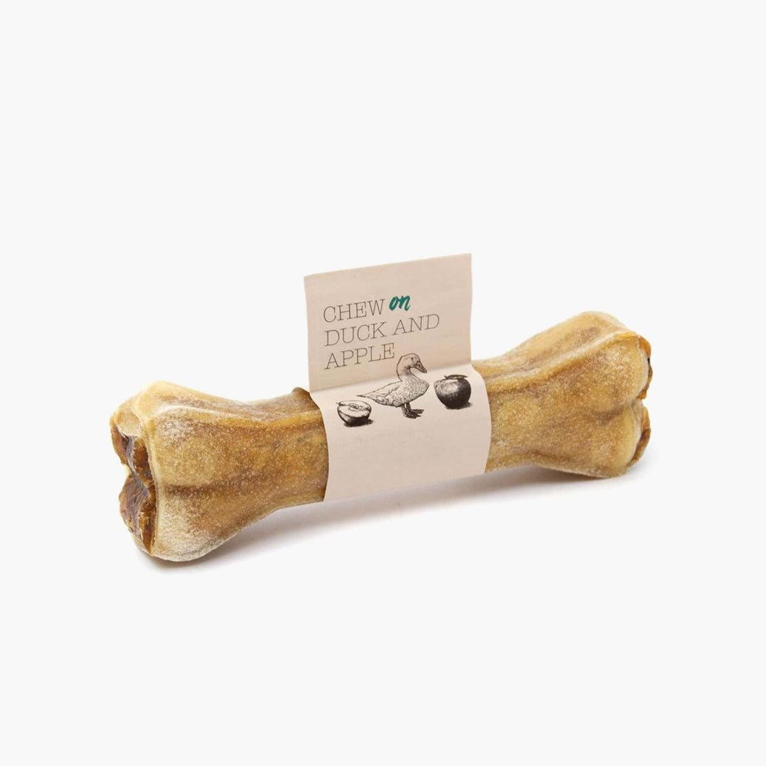 Natural Rawhide Dog Chew: Dental Care with Duck & Apple Flavor