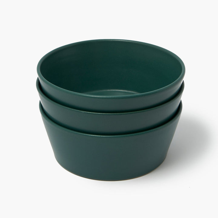Ceramic food and water dog bowl, glazed in racing green