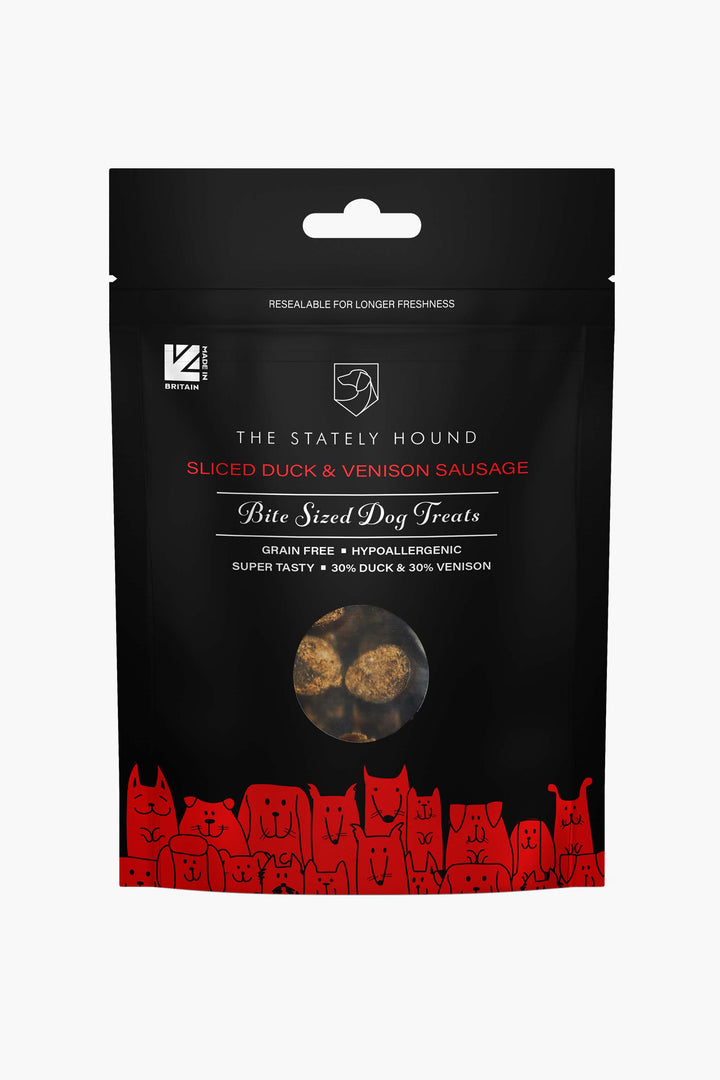 Duck & Venison Sliced Sausage Training Dog Treats: Grain-Free, Hypoallergenic and Air-Dried