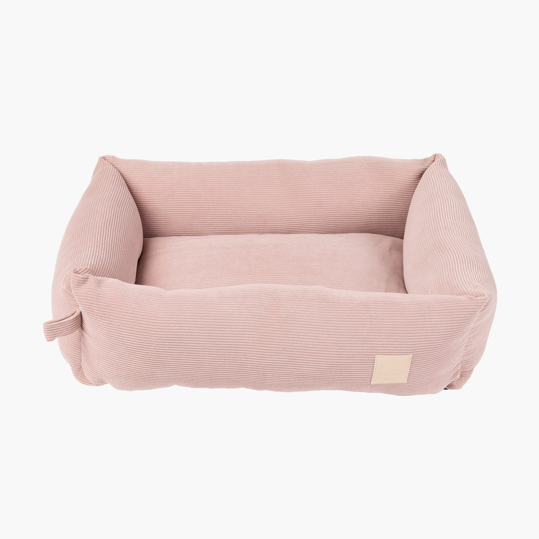 FuzzYard Blush Pink Corduroy Dog Bed, Luxurious Plush Bolster Design