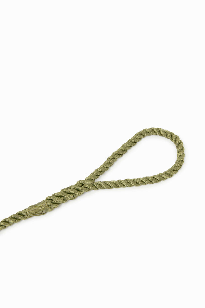 Rope dog slip lead for gundogs and training in woodland green, 5ft long