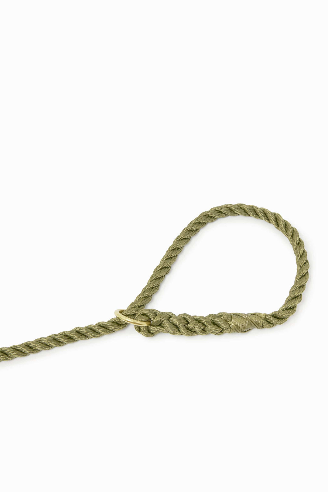 Rope dog slip lead for gundogs and training in woodland green, 5ft long