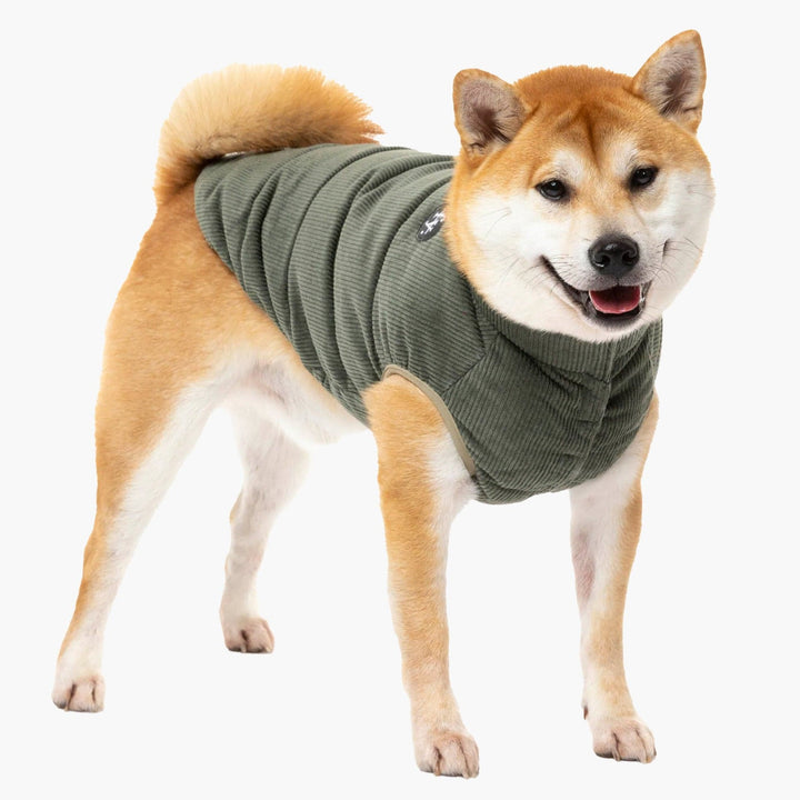 FuzzYard Khaki Green Mosman Corduroy Dog Puffer Jacket