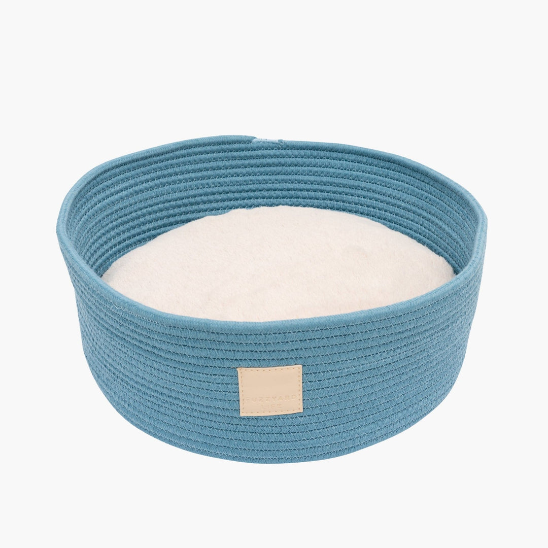 Blue Rope Small Dog, Puppy & Cat Basket with Cushion Bed