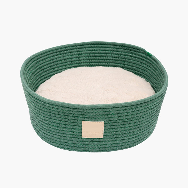 Green Rope Small Dog, Puppy & Cat Basket with Cushion Bed