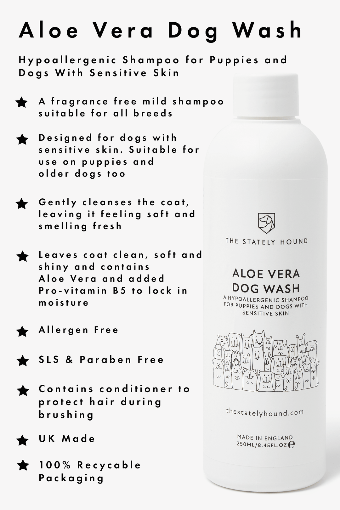 Natural Dog Shampoo with Aloe Vera for Gentle Cleansing