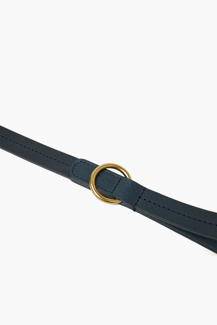 Luxury Navy Blue Leather Dog Lead & Stitch Detailing, Handmade in the UK