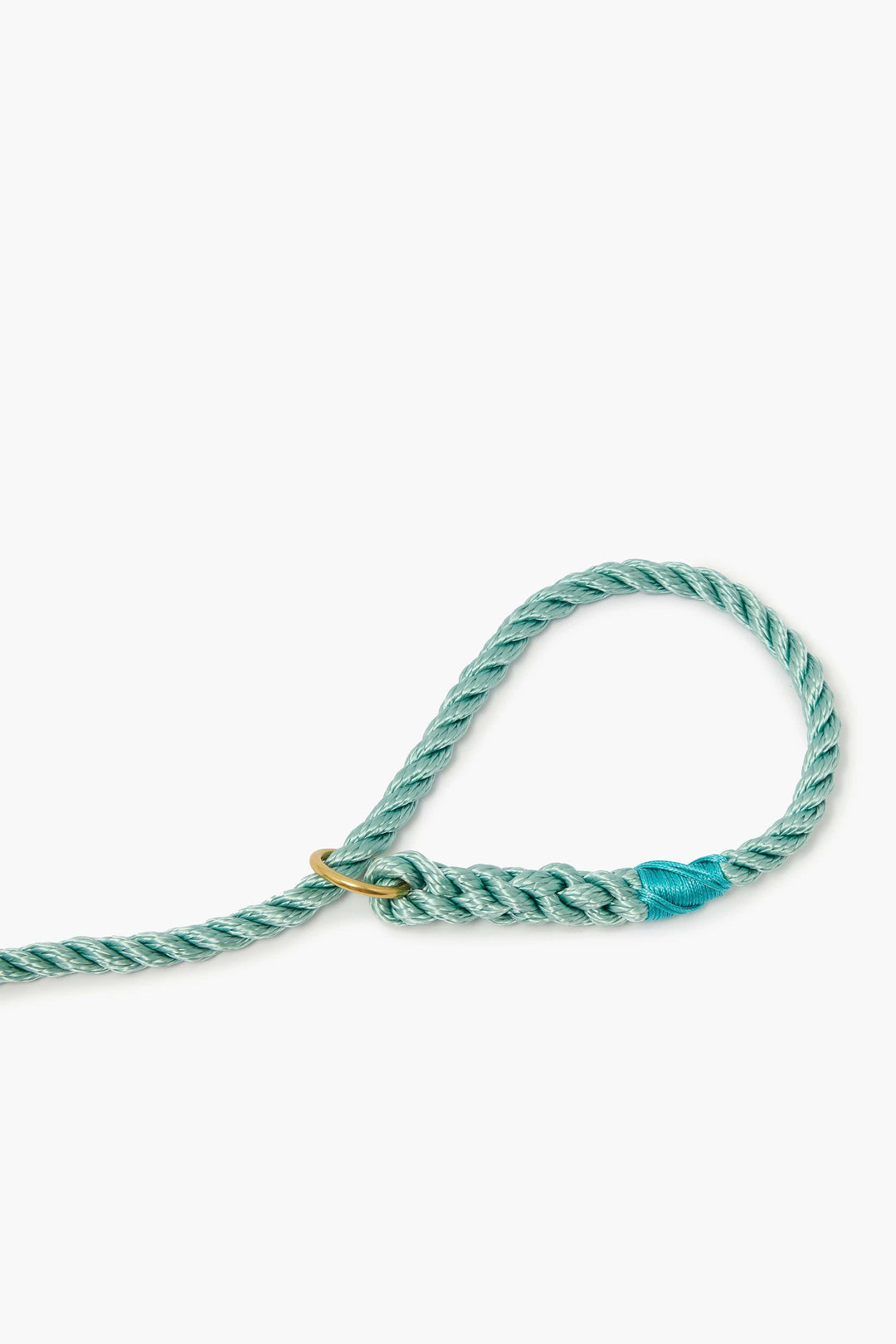 Rope dog slip lead for gundogs and training in seafoam green, 5ft long