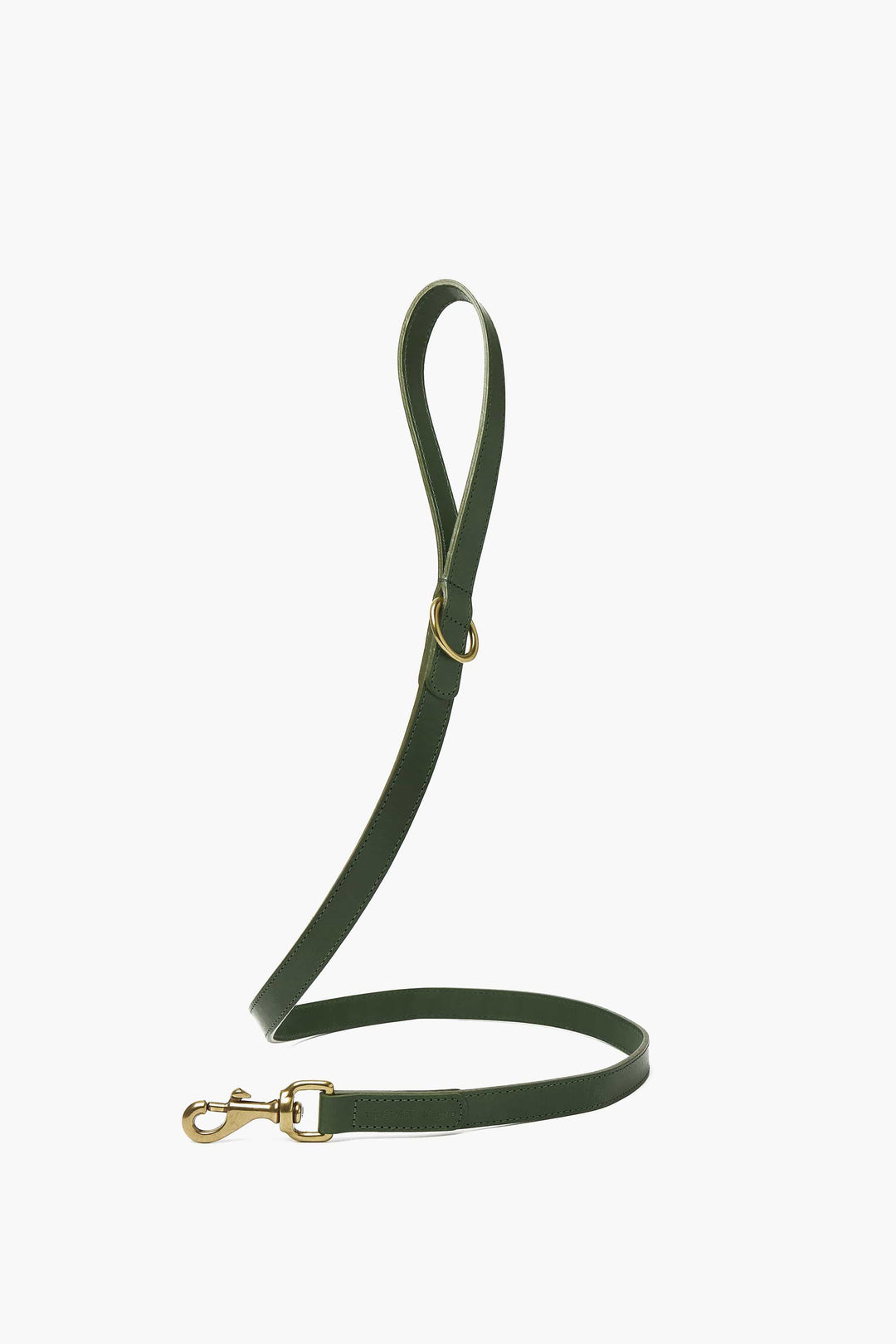 Hand-Stitched Premium Leather Dog Lead in Avocado Green with Brass Hardware