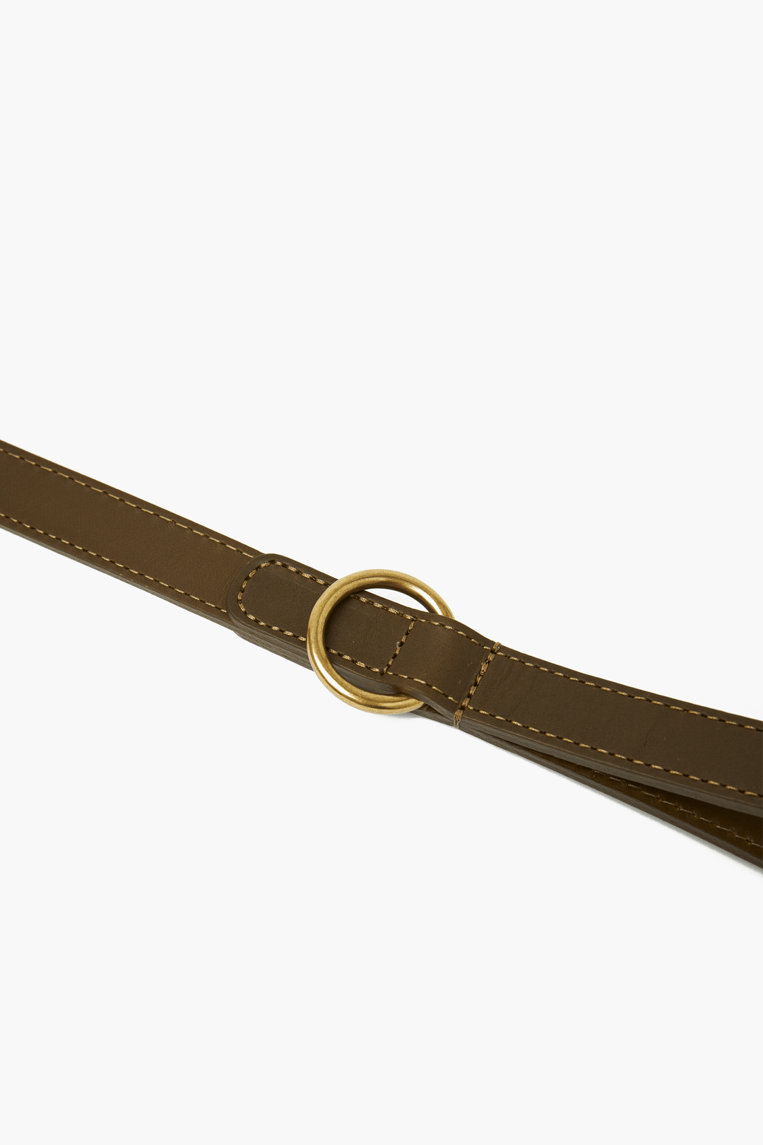 Hand-Stitched Premium Leather Dog Lead in Khaki Green with Brass Hardware