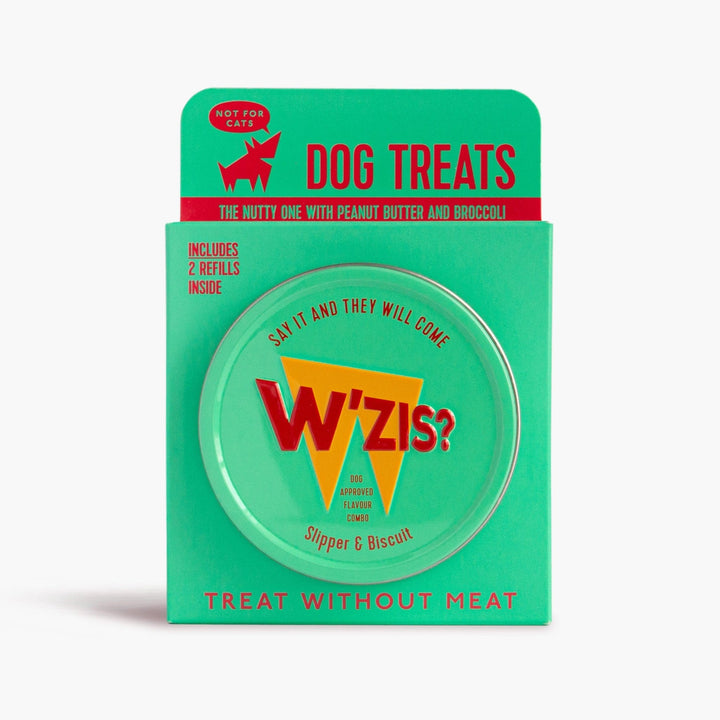 Natural Grain Free Peanut Butter & Apple Dog Treats - W'ZIS? Tin & Refill Slipper & Biscuit