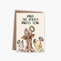 Bark! The Herald Angels Sing Dog Christmas Card – Fun Festive Design The Stately Hound