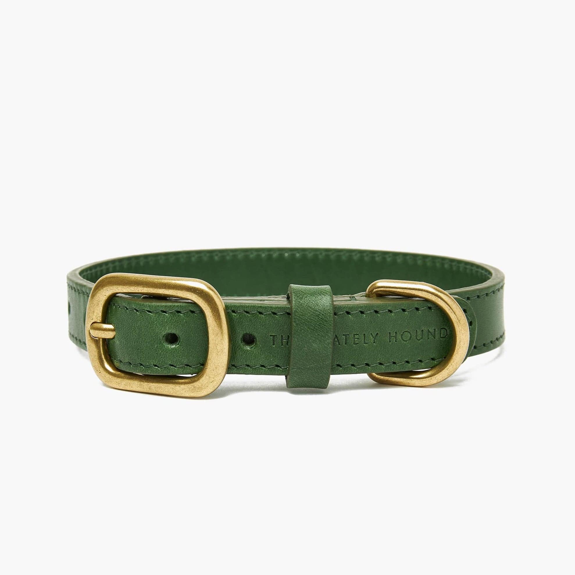 Emerald Green Leather Dog Collar & Lead Set with Gold Hardware The Stately Hound