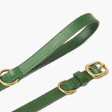 Emerald Green Leather Dog Collar & Lead Set with Gold Hardware The Stately Hound