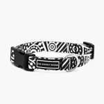 Geometric Print Dog Collar & Lead Set in Black & White The Stately Hound