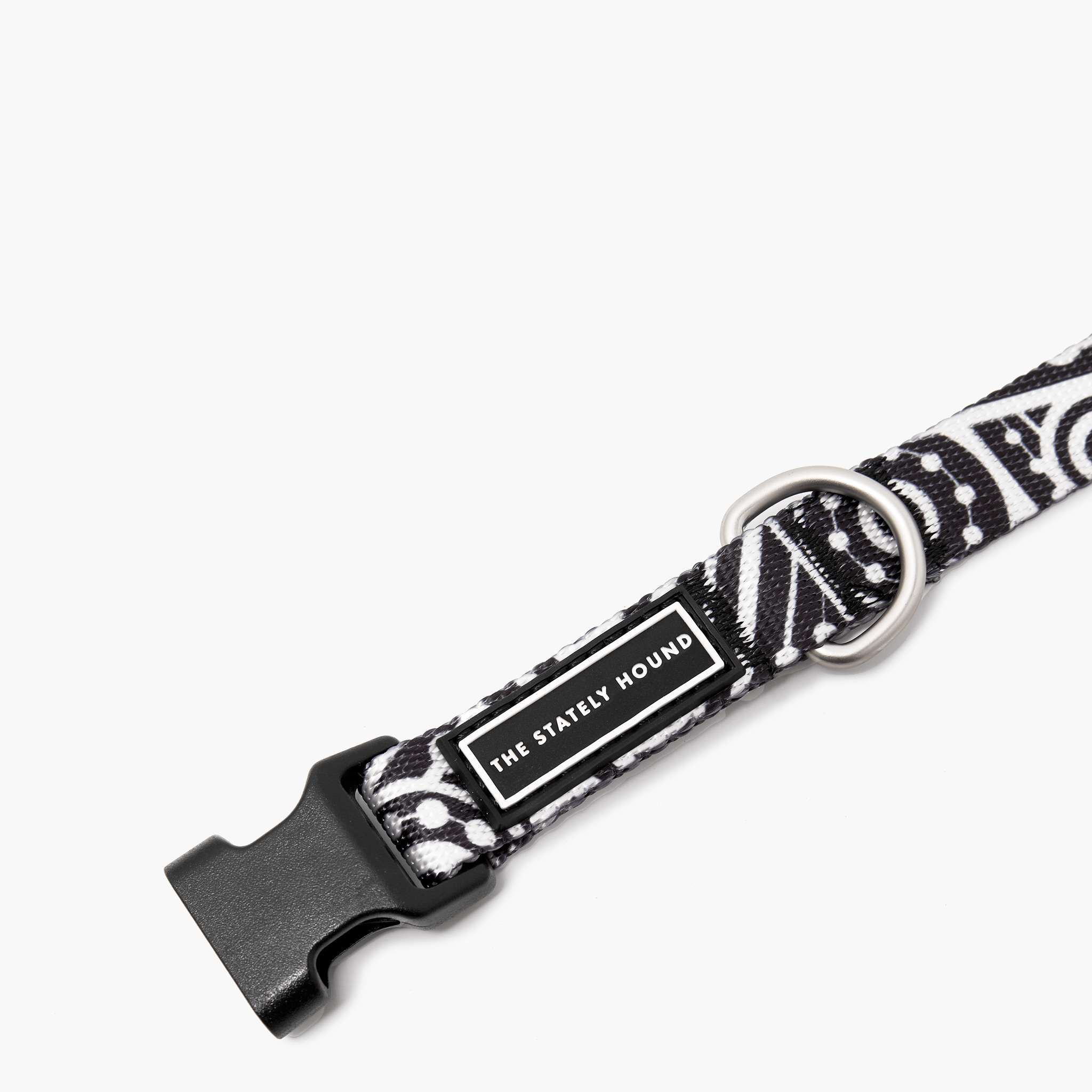Geometric Print Dog Collar & Lead Set in Black & White The Stately Hound