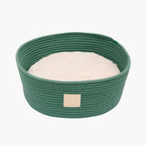 Green Rope Puppy Basket with Reversible Cushion | Cozy Comfort for New Arrivals The Stately Hound