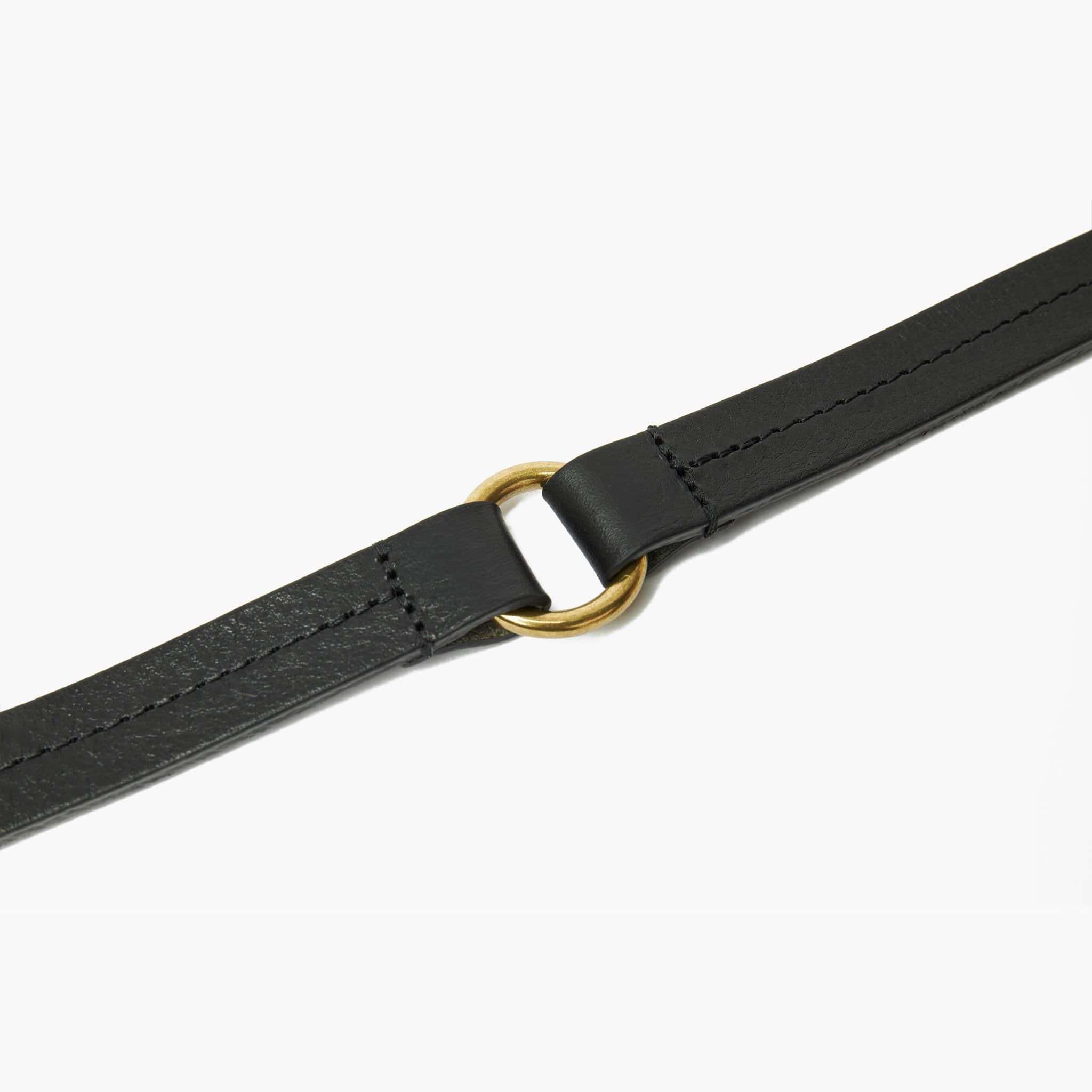 Luxury Black Leather Dog Collar with Center Ring, Handmade in the UK