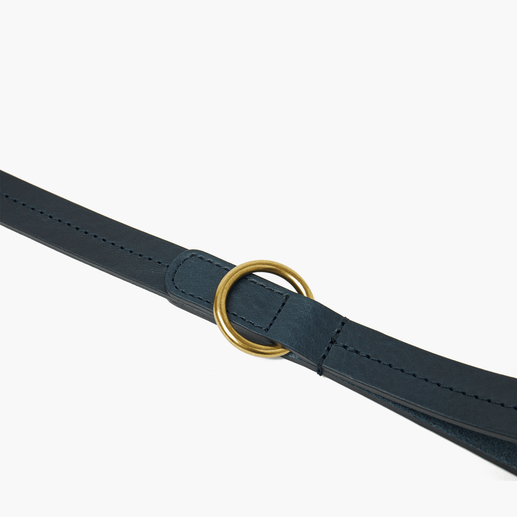 Luxury Navy Blue Leather Dog Lead & Stitch Detailing, Handmade in the UK
