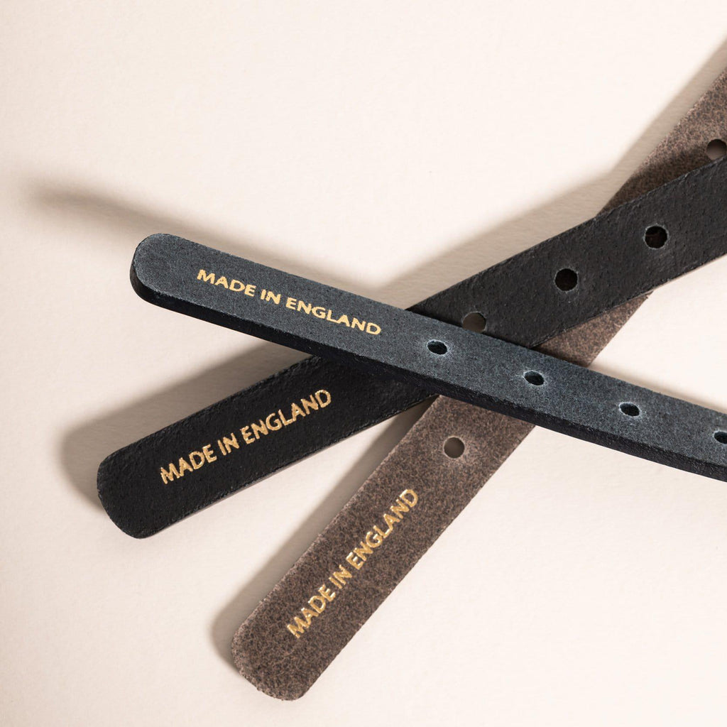 Luxury Taupe Grey Leather Dog Collar with Center Ring, Handmade in the UK