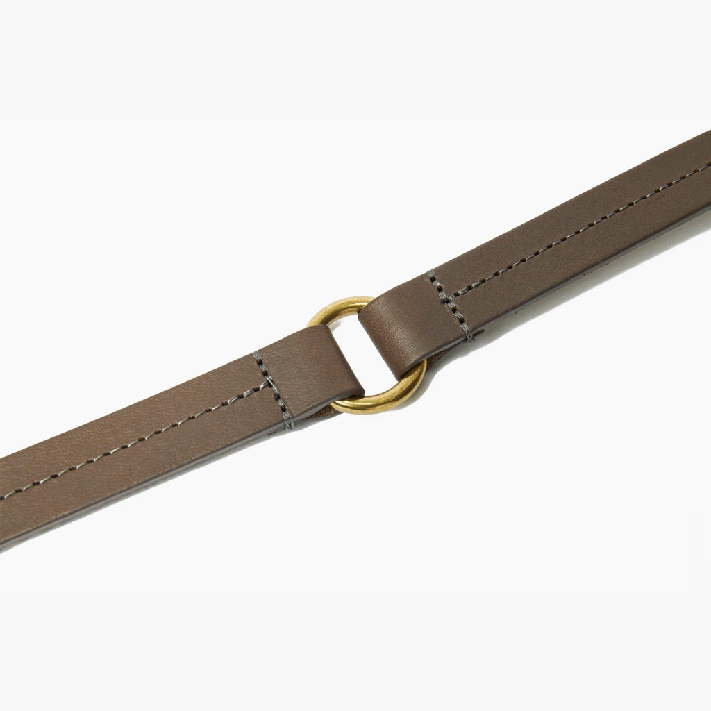 Luxury Taupe Grey Leather Dog Collar with Center Ring, Handmade in the UK