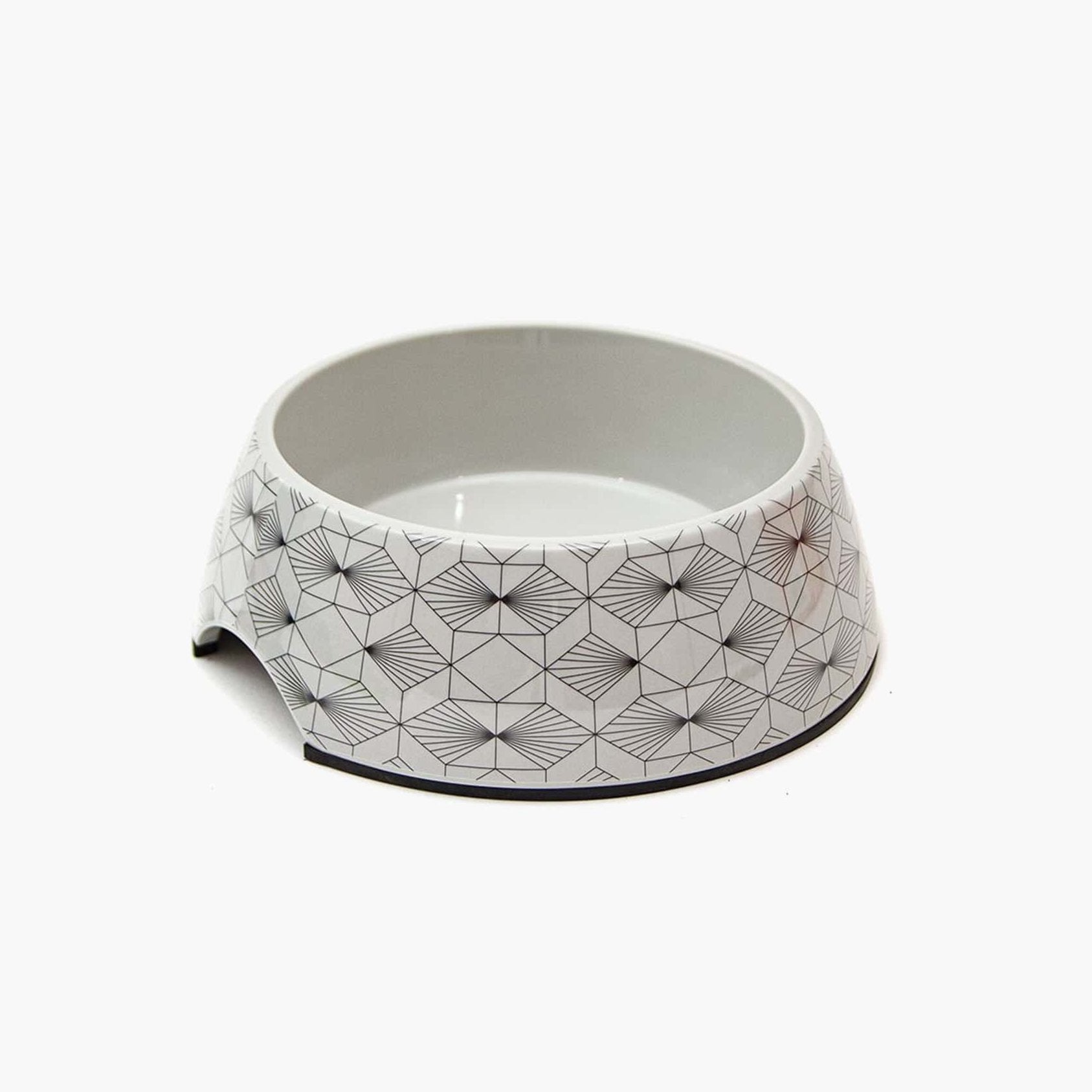 Melamine Dog Bowl - Grey Art Deco | Non-Slip, Durable & Stylish