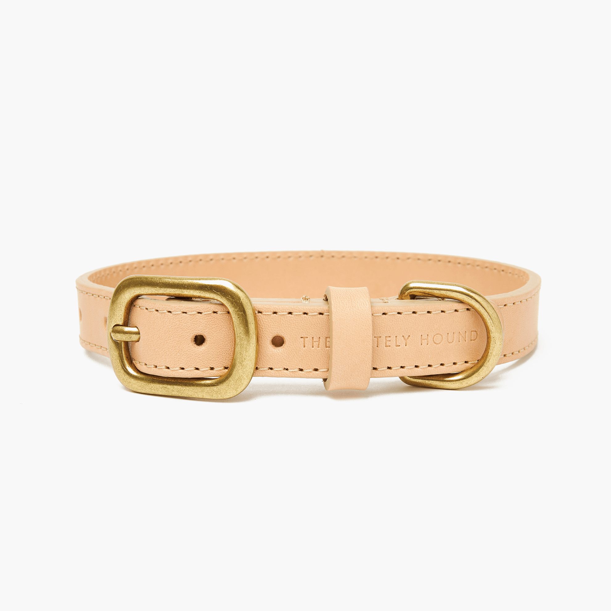 Nude Leather Dog Collar & Lead Set with Gold Hardware The Stately Hound