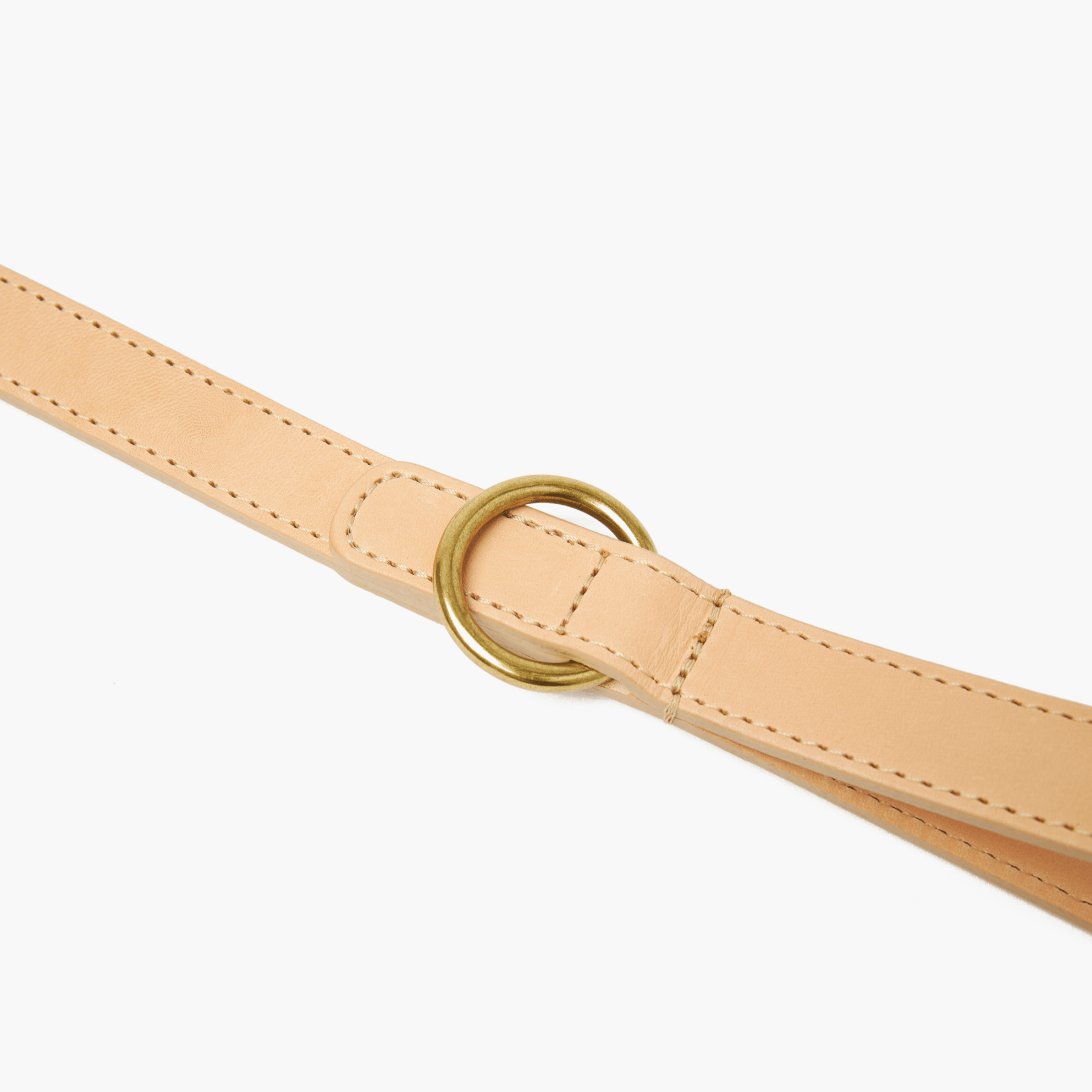 Nude Leather Dog Lead with Gold Hardware