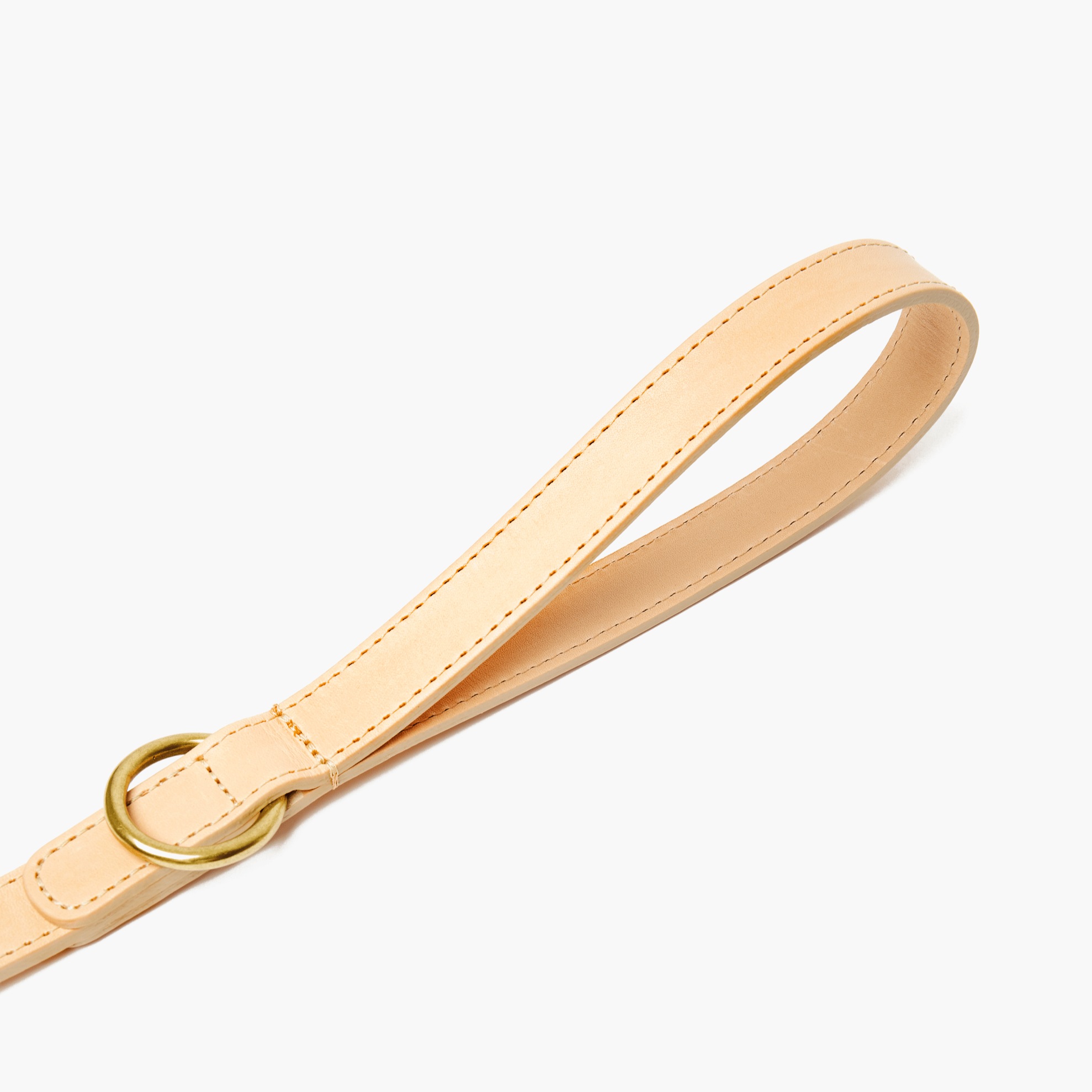 Nude Leather Dog Lead with Gold Hardware
