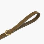 Olive Green Leather Dog Collar & Lead Set with Gold Hardware The Stately Hound