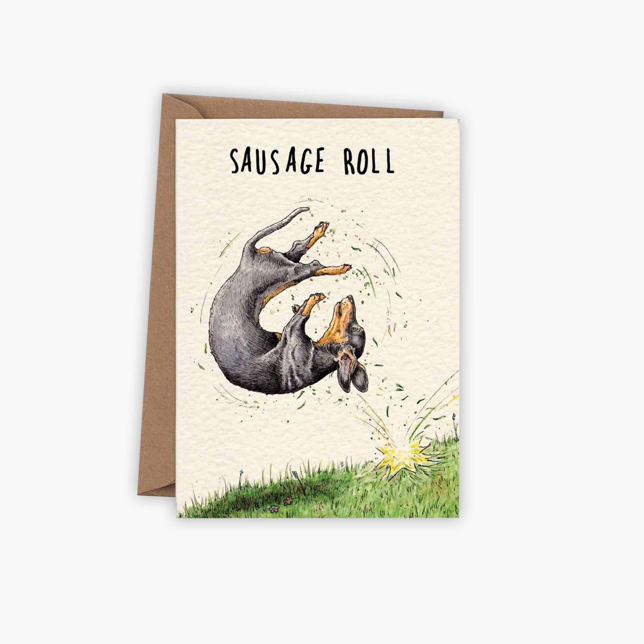 Rolling Dachshund Greetings Card – Humorous Sausage Dog Design The Stately Hound