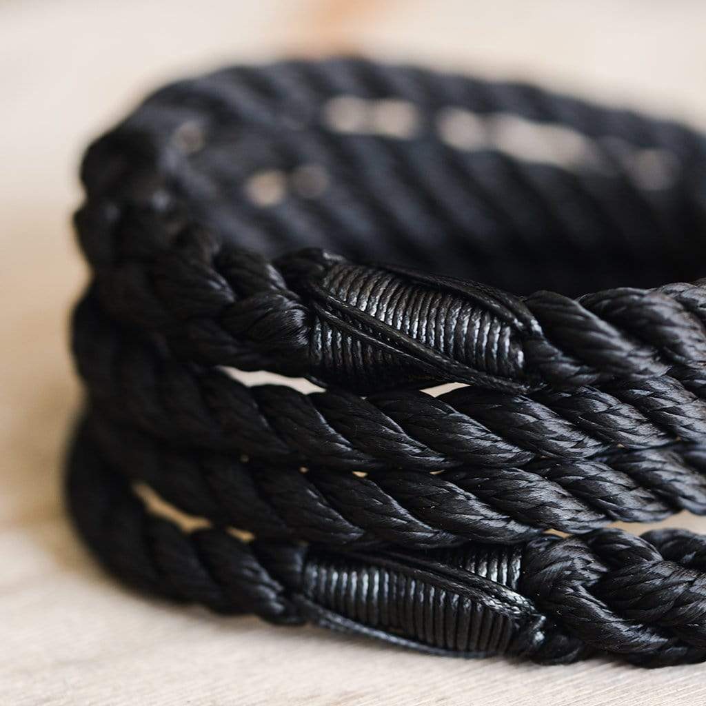 Rope dog slip lead for gundogs and training in black, 5ft long The Stately Hound