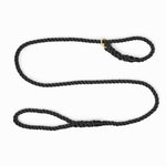 Rope dog slip lead for gundogs and training in black, 5ft long The Stately Hound