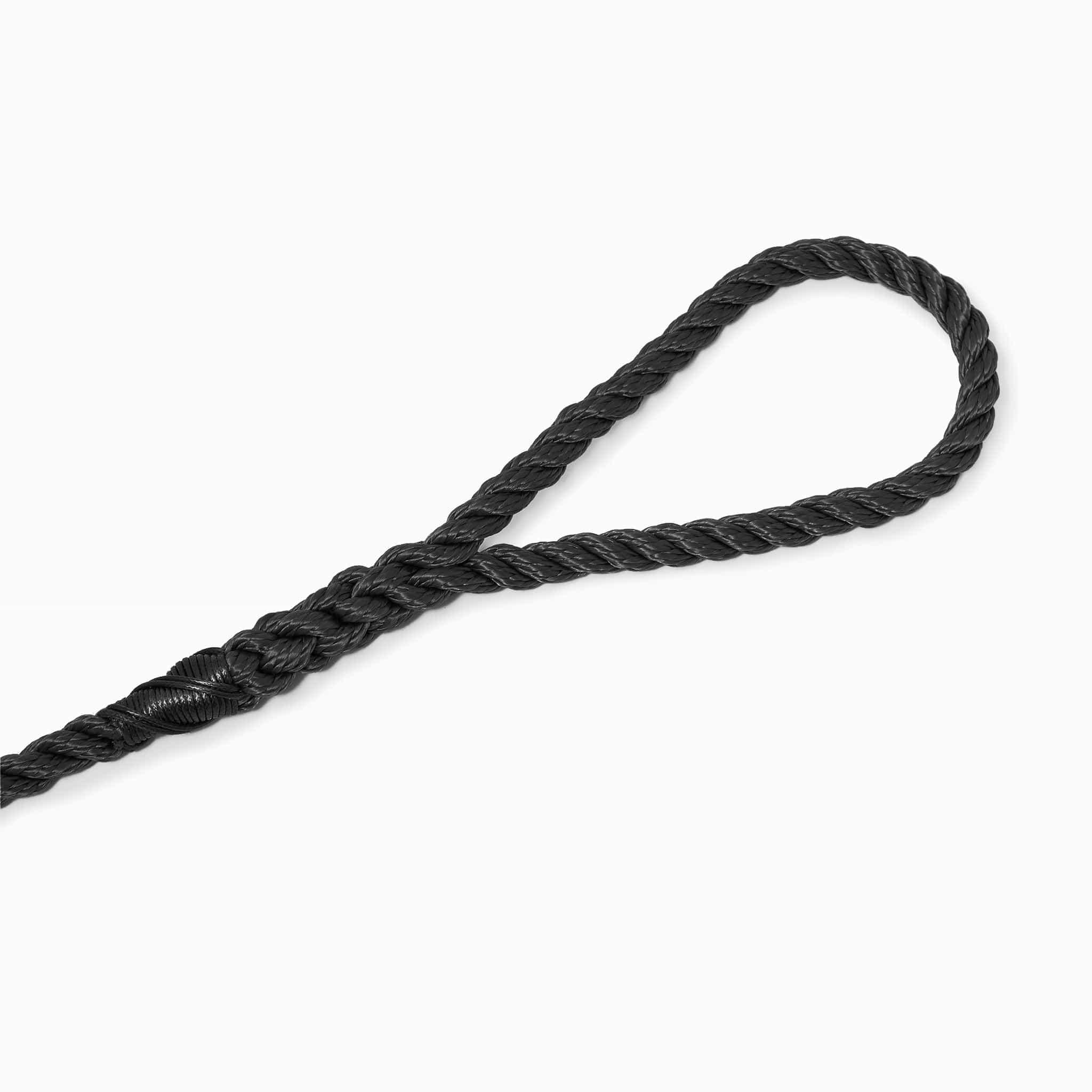 Rope dog slip lead for gundogs and training in black, 5ft long The Stately Hound