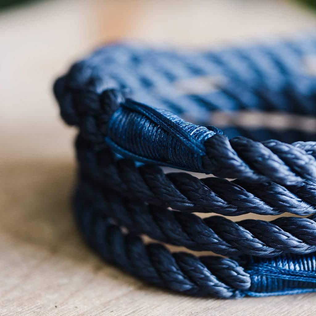 Rope dog slip lead for gundogs and training in navy blue, 5ft long