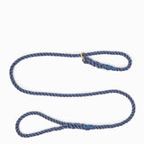Rope dog slip lead for gundogs and training in navy blue, 5ft long The Stately Hound