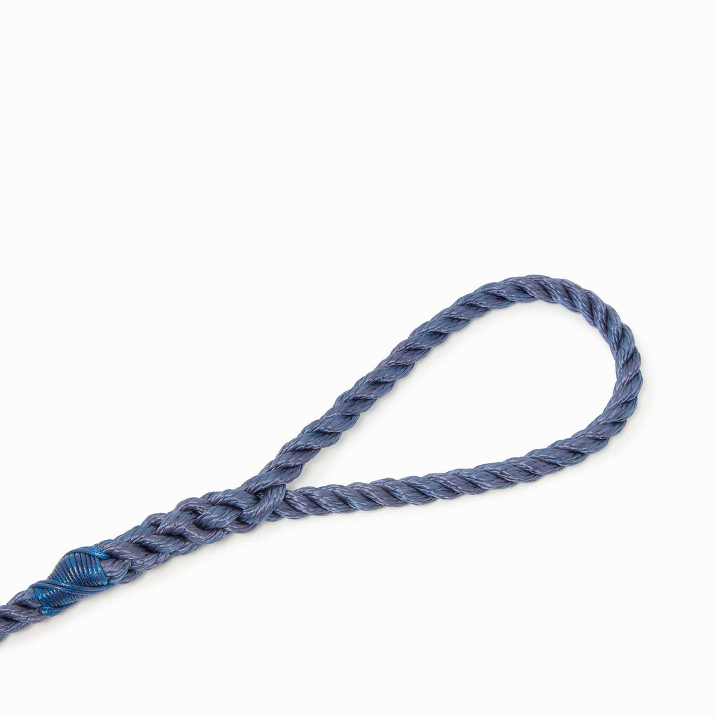 Rope dog slip lead for gundogs and training in navy blue, 5ft long