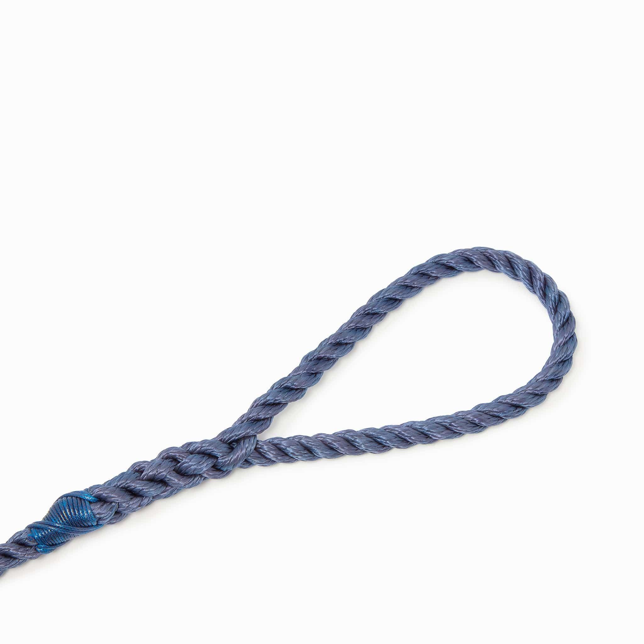 Rope dog slip lead for gundogs and training in navy blue, 5ft long