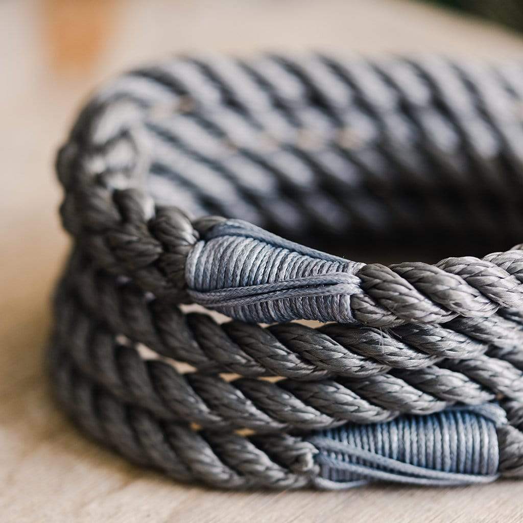 Rope dog slip lead for gundogs and training in winter grey, 5ft long