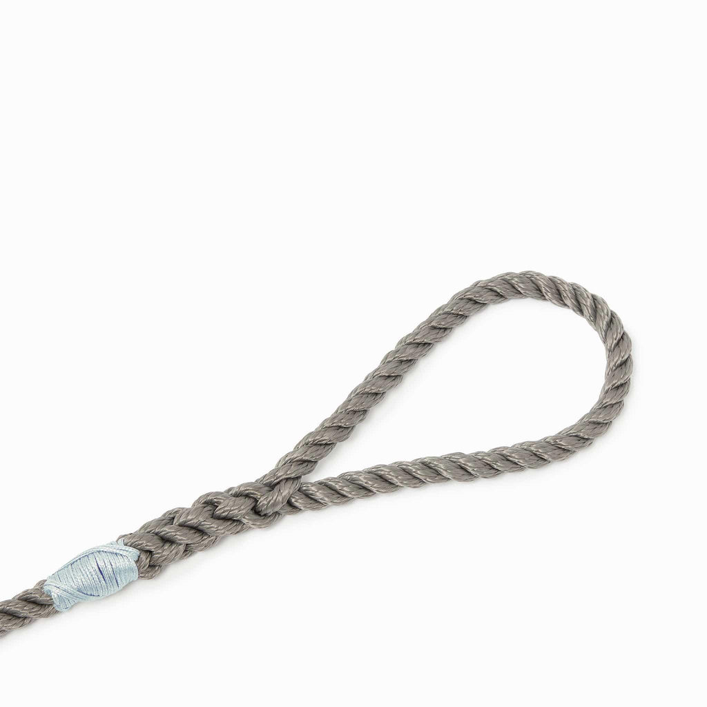 Rope dog slip lead for gundogs and training in winter grey, 5ft long
