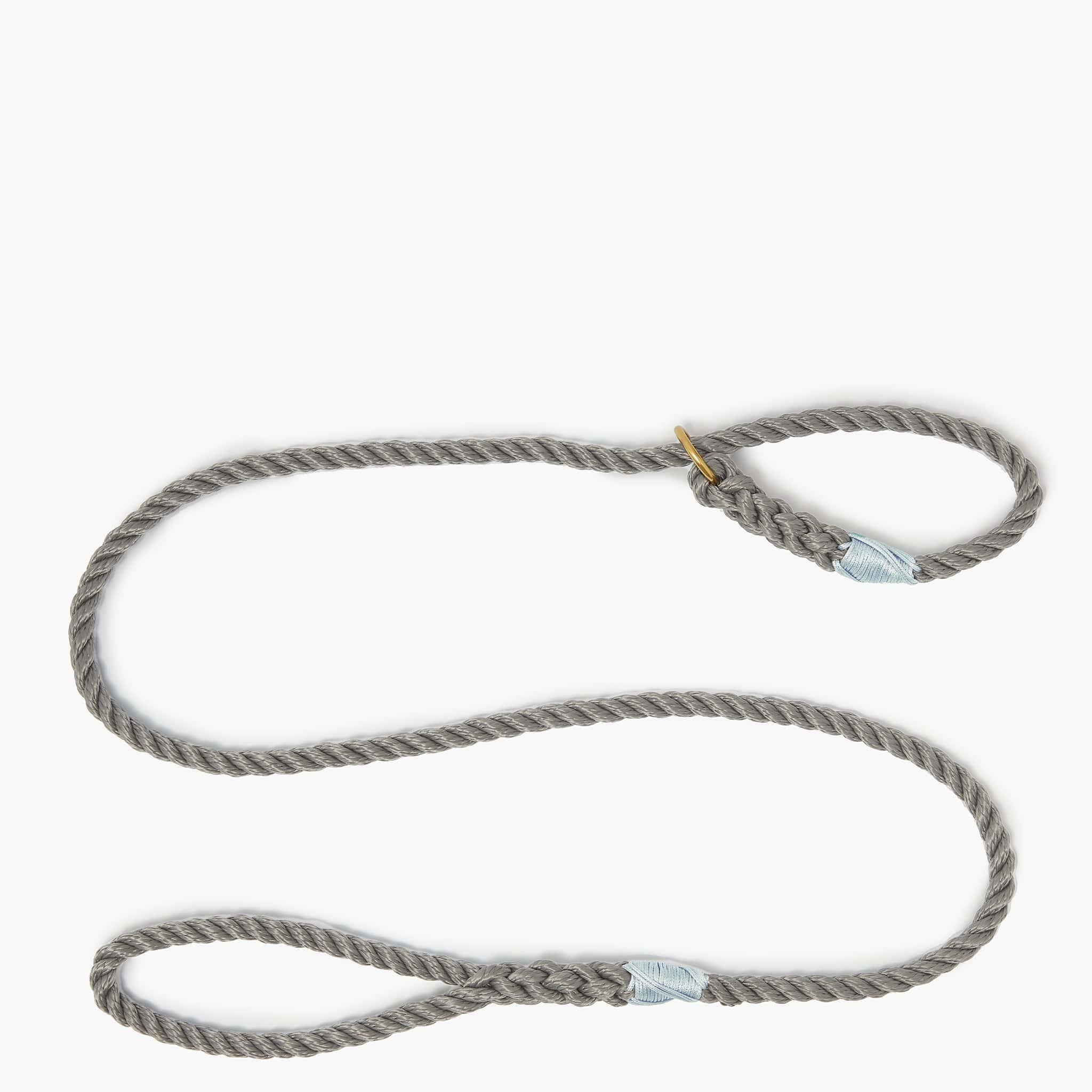 Rope dog slip lead for gundogs and training in winter grey, 5ft long