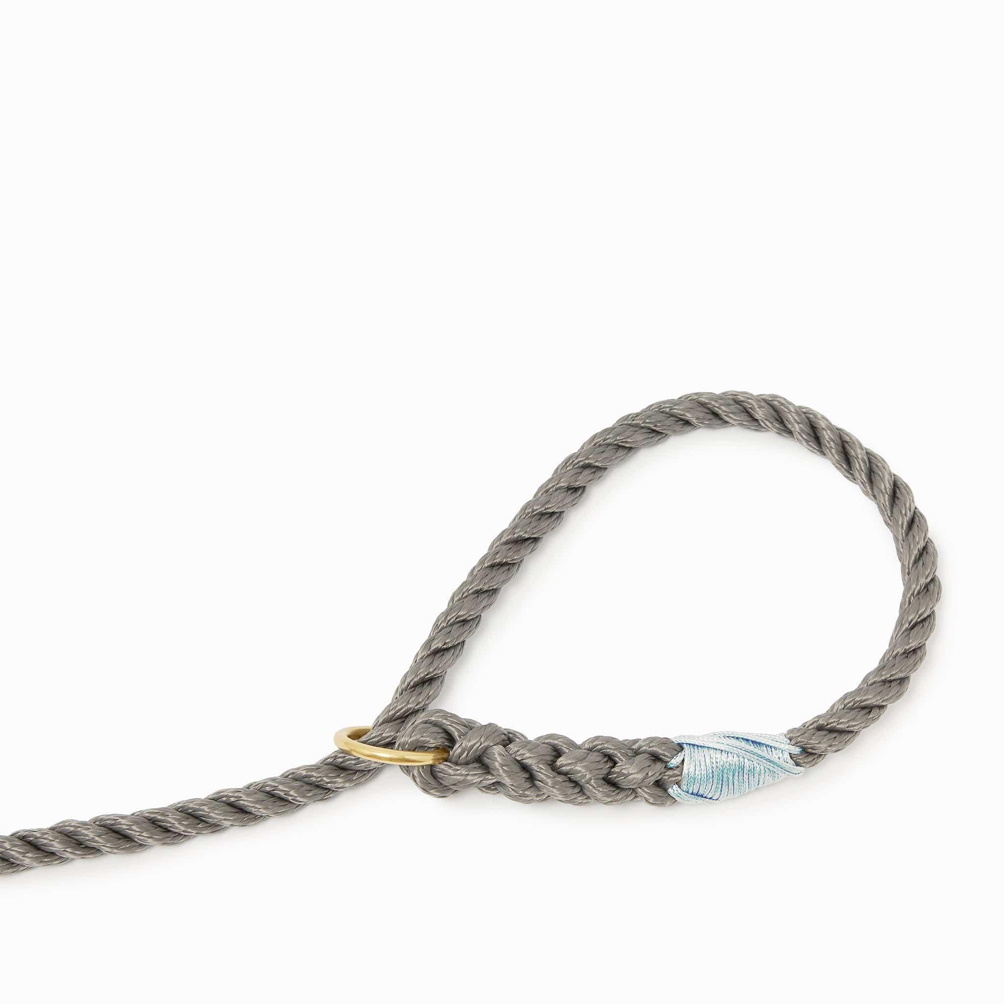 Rope dog slip lead for gundogs and training in winter grey, 5ft long